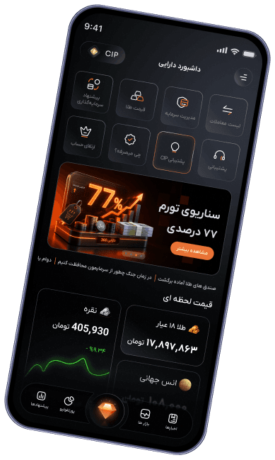 نمای اپلیکیشن دارایی ۳۶۰ روی موبایل